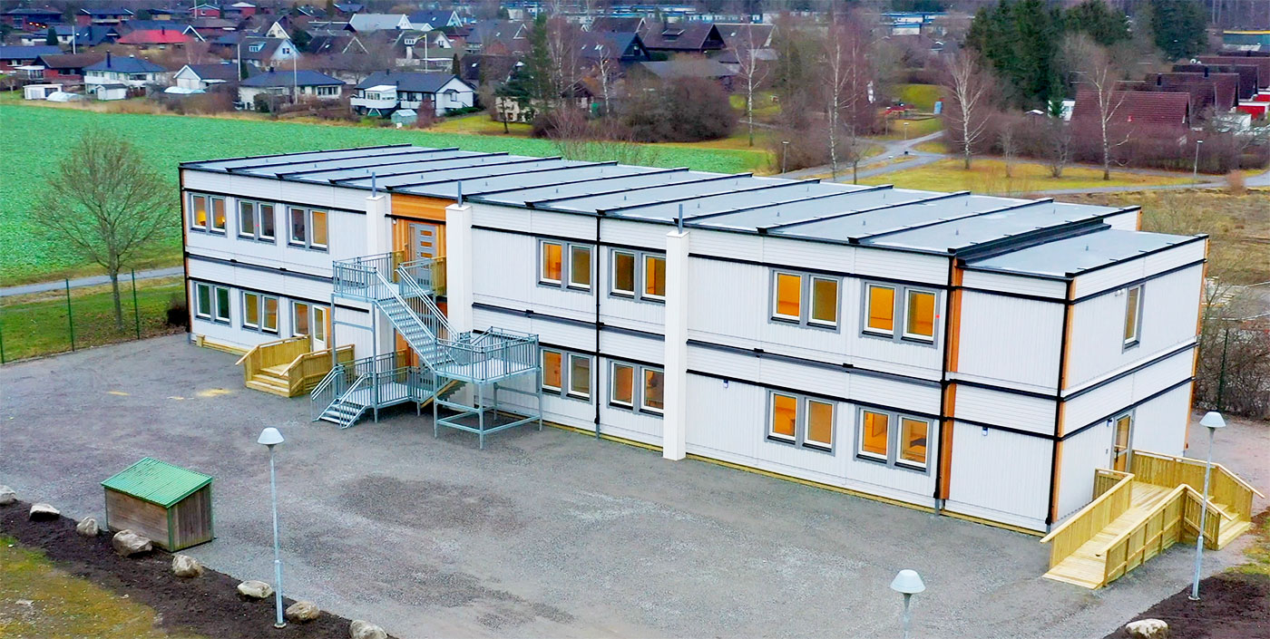 Modulbyggt skolhus på Ekerö, Ekebyhovskolan, kvalitetsarbete av PCS Modulsystem.