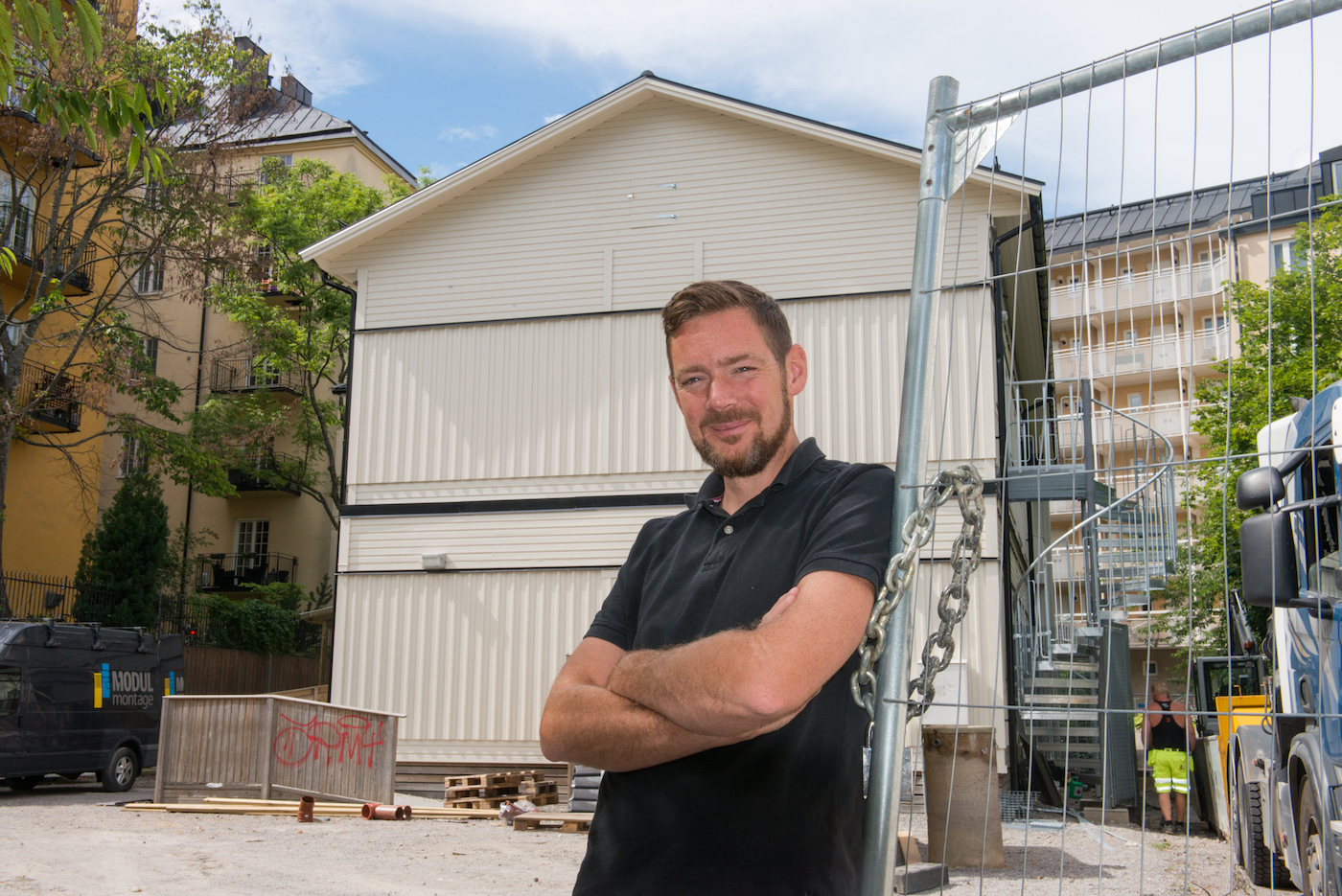 Jesper Grip, lokalansvarig när Karlbergsskolan fick en våning till inpå skolans tillfälliga modulhus.